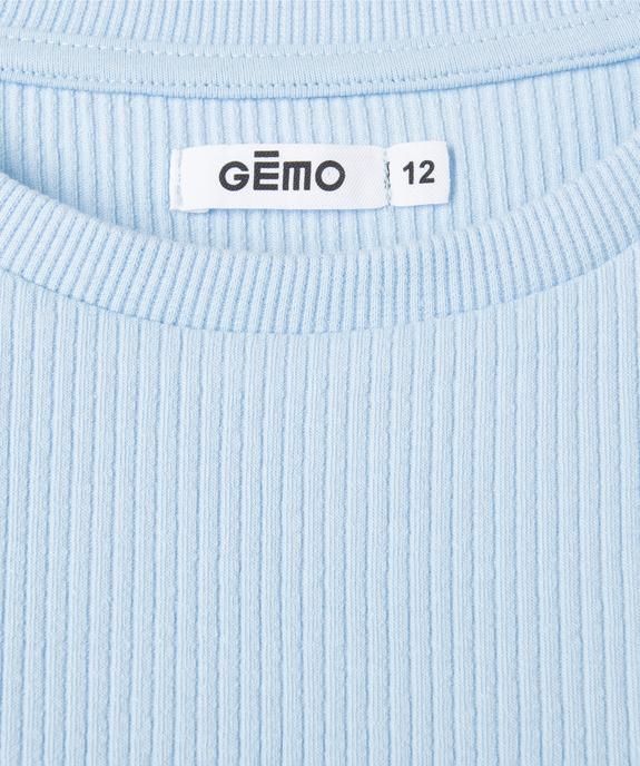 Tee-shirt à manches courtes en maille côtelée fille vue2 - GEMO 4G FILLE - GEMO