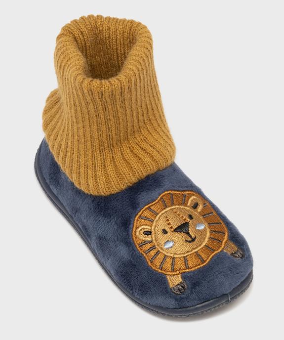Chaussons en velours à tige montante en maille côtelée garçon vue5 - GEMO (ENFANT) - GEMO