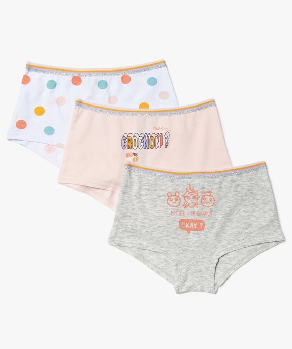 Boxer fille à motifs contenant du coton bio (lot de 3) vue1 - GEMO 4G FILLE - GEMO