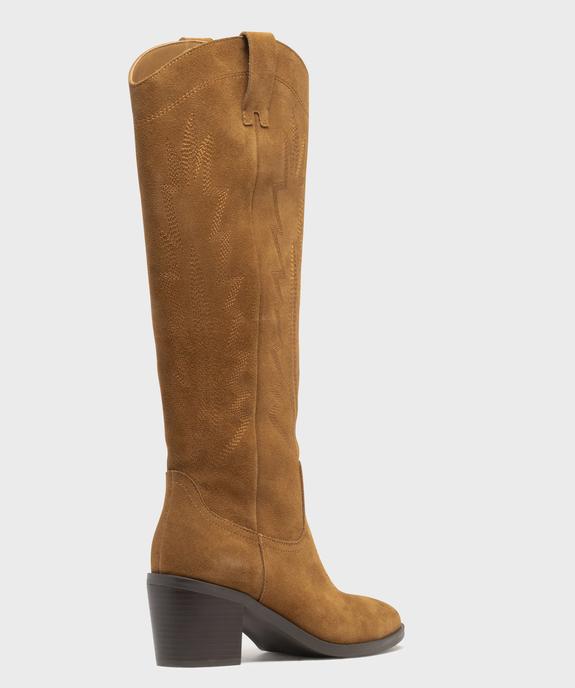 Bottes dessus cuir velours esprit Santiag femme - Tanéo vue5 - TANEO - GEMO