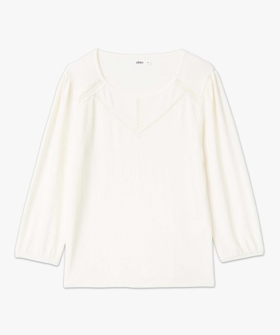 Tee-shirt femme à manches longues en maille texturée vue4 - GEMO(FEMME PAP) - GEMO