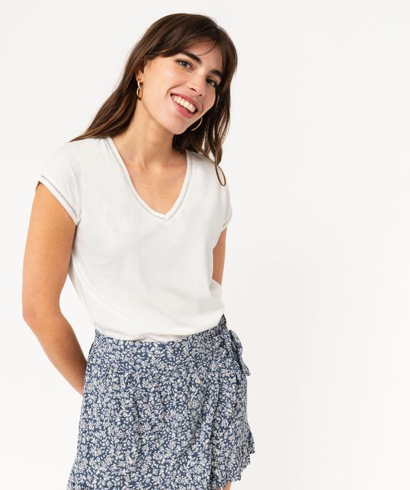 Tee-shirt à manches courtes avec finitions scintillantes femme vue1 - GEMO 4G FEMME - GEMO