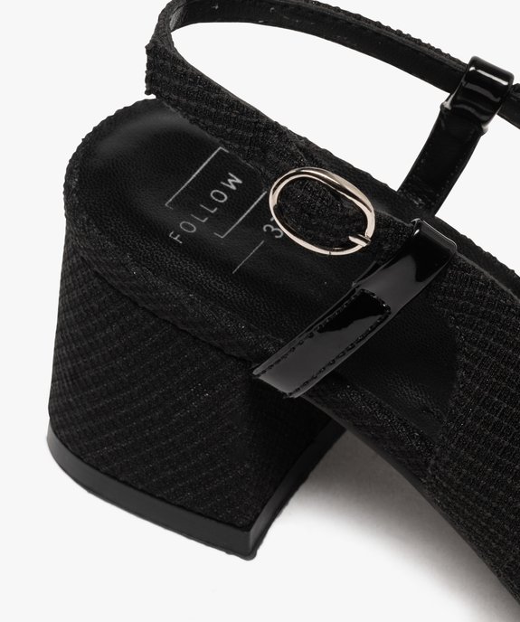 Escarpins sling-back en textile pailleté et vernis femme vue7 - FOLLOW ME - GEMO