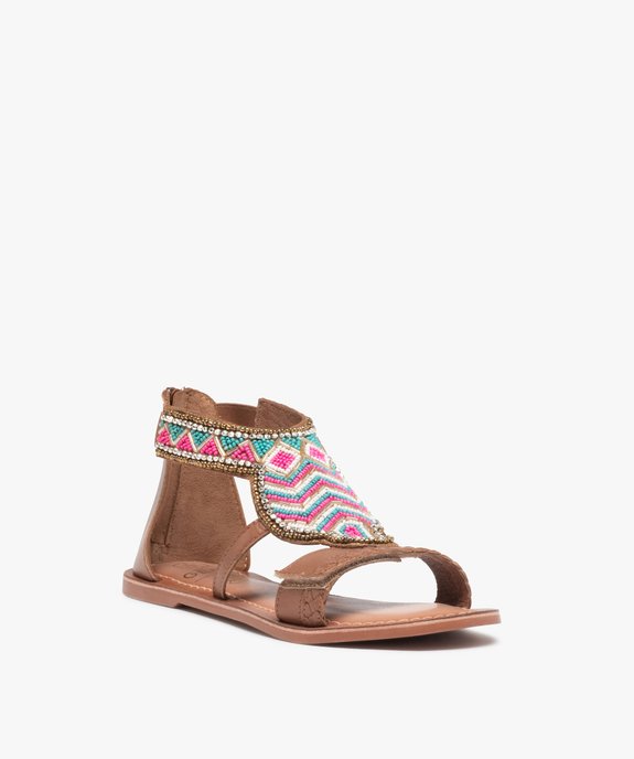 Sandales fille à tige montante brodées de perles vue2 - GEMO (ENFANT) - GEMO