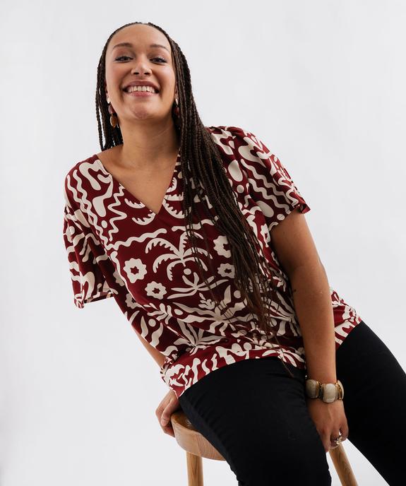 Blouse imprimée à col V femme grande taille vue1 - GEMO 4G GT - GEMO