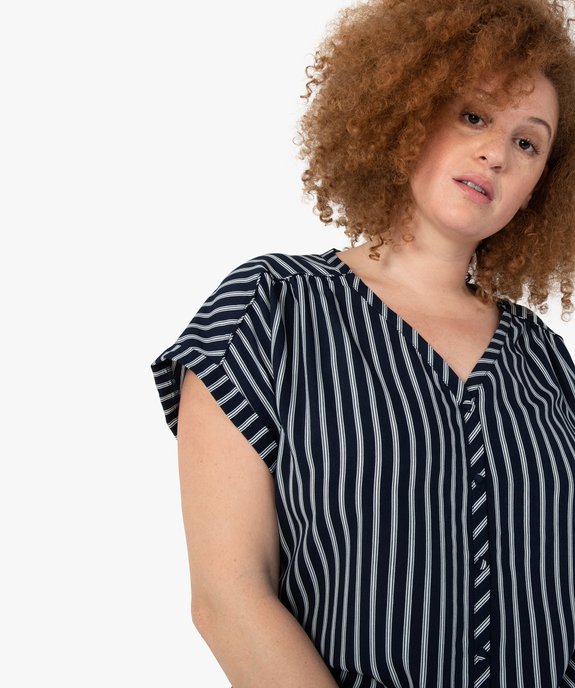 Blouse femme à manches courtes imprimée avec boutons vue2 - GEMO (G TAILLE) - GEMO