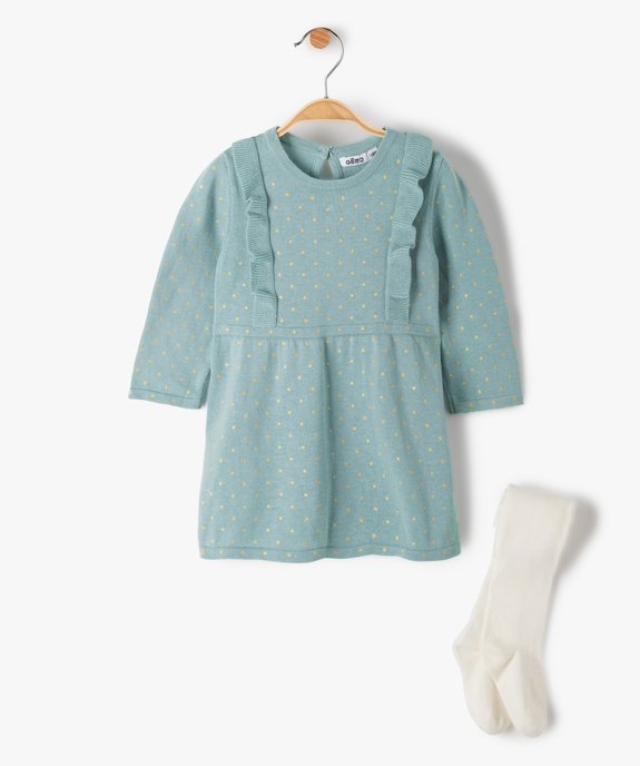 Ensemble bébé fille 2 pièces : robe + collants vue1 - GEMO(BEBE DEBT) - GEMO