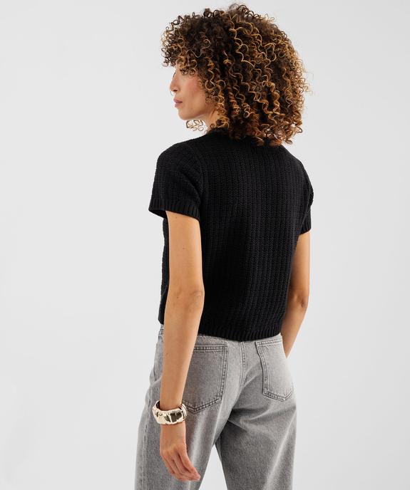 Pull manches courtes en maille fantaisie à boutons femme vue3 - GEMO(FEMME PAP) - GEMO