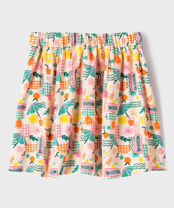 Jupe courte à pan portefeuille fluide et imprimée fille vue3 - GEMO (ENFANT) - GEMO