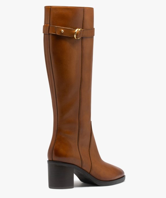 Bottes femme cavalières à talon avec dessus en cuir uni - Taneo vue5 - TANEO - GEMO