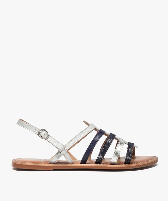 Sandales femme à talon plat et brides multiples en cuir vue1 - GEMO (CASUAL) - GEMO