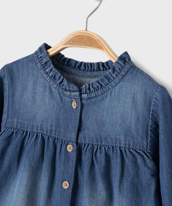Blouse en jean à manches longues et col victorien bébé fille vue2 - GEMO(BEBE DEBT) - GEMO