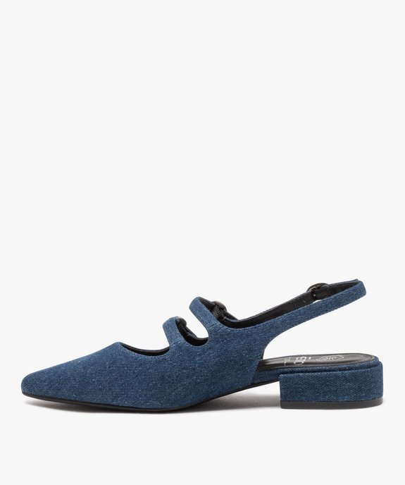 Ballerines femme unies en denim à brides et bout pointu  vue4 - GEMO(URBAIN) - GEMO