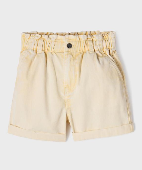 Short en toile taille haute avec ceinture élastique fille vue2 - GEMO 4G FILLE - GEMO