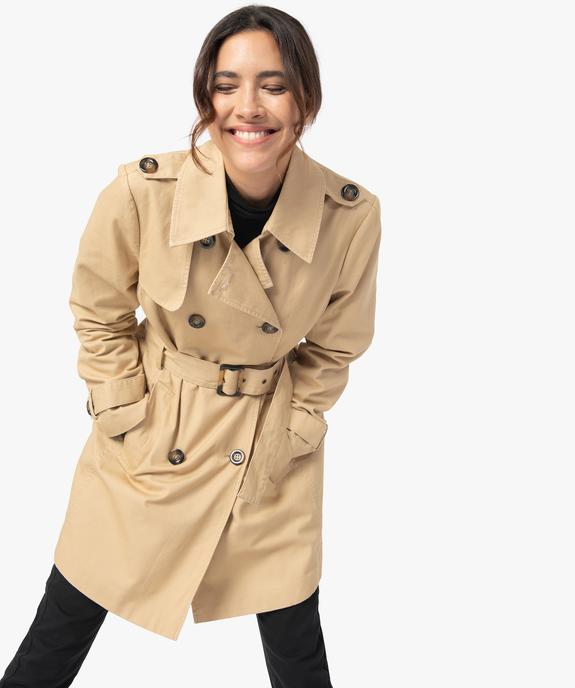 Trench court femme avec ceinture vue2 - GEMO(FEMME PAP) - GEMO