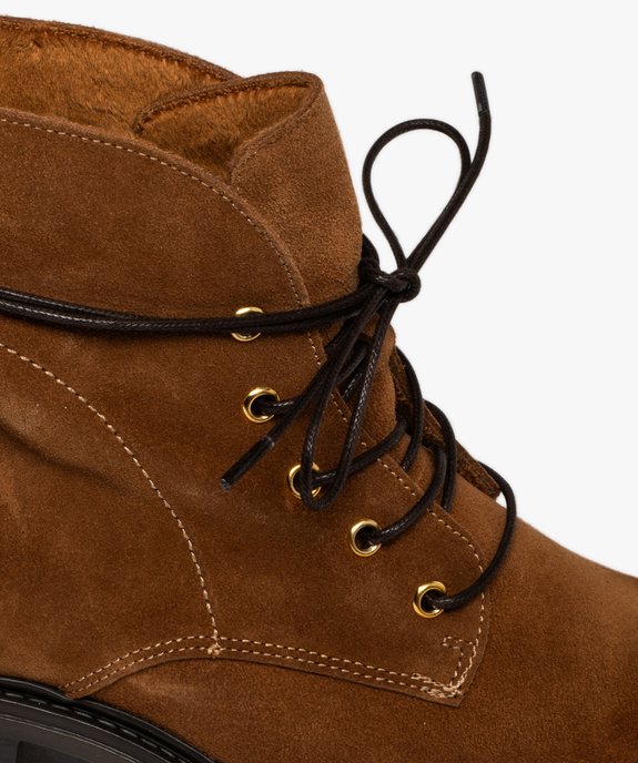 Boots fourrés en cuir à semelle crantée femme vue6 - GEMO (CASUAL) - GEMO
