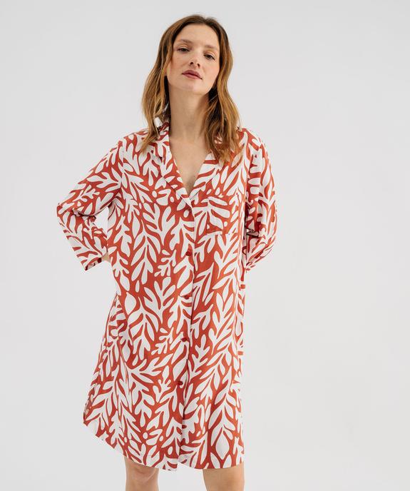 Chemise de nuit fluide forme chemise femme vue1 - GEMO 4G FEMME - GEMO