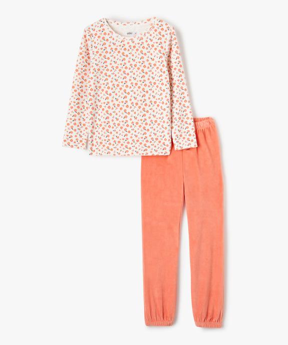 Pyjama fille en velours à motifs fleuris vue1 - GEMO (ENFANT) - GEMO