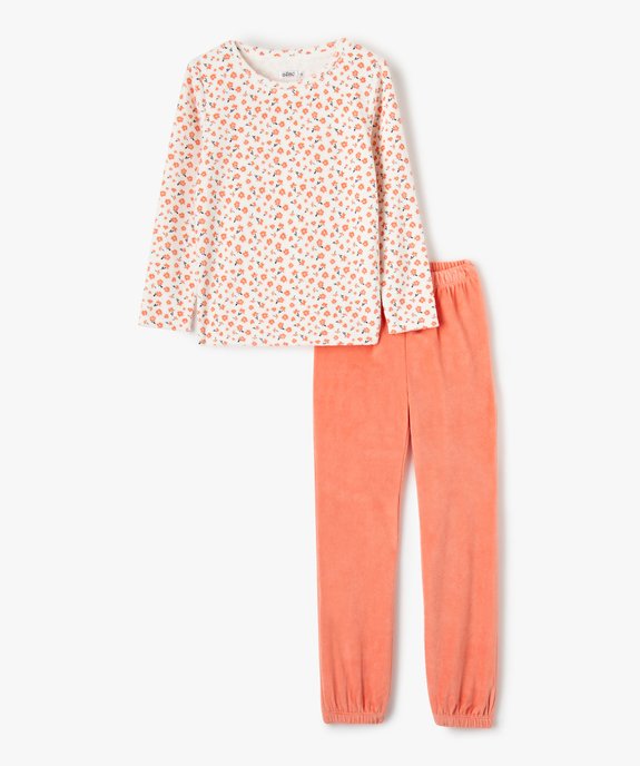 Pyjama fille en velours à motifs fleuris vue1 - GEMO (ENFANT) - GEMO