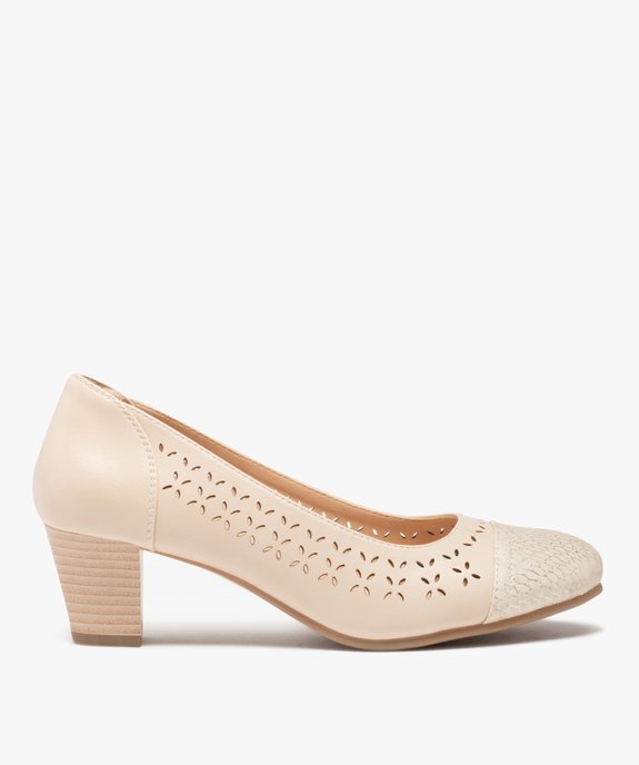 Escarpins femme à talon dessus ajouré et métallisé vue1 - GEMO(URBAIN) - GEMO