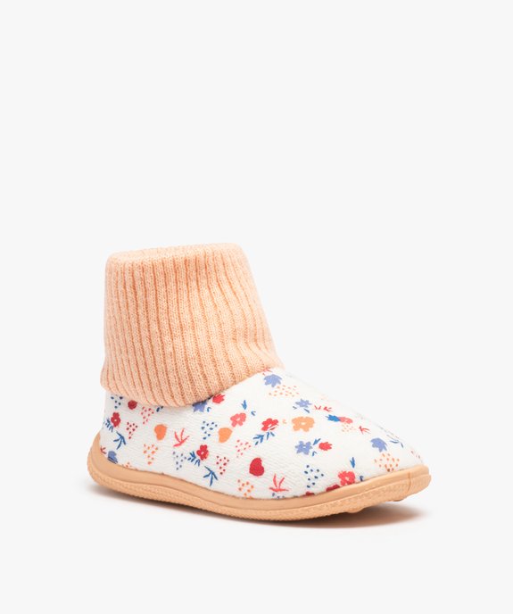 Chaussons fille boots en velours imprimé et col chaussette vue2 - GEMO (ENFANT) - GEMO