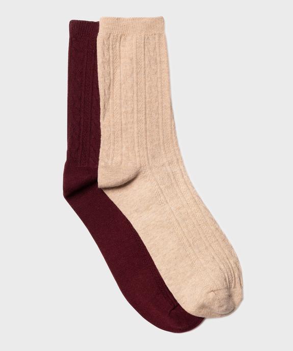 Chaussettes hautes en maille torsadée femme (lot de 2) vue1 - GEMO(HOMWR FEM) - GEMO