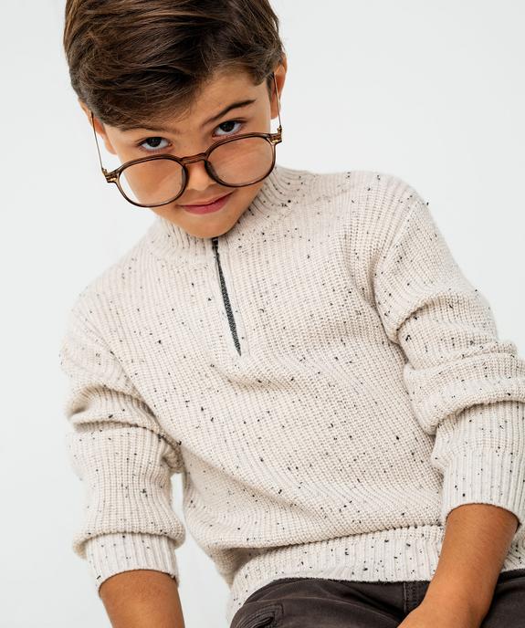 Pull en maille côtelée avec col montant zippé garçon - GEMO (ENFANT) Pull en maille côtelée avec col montant zippé garçon vue1 - GEMO (ENFANT) - GEMO