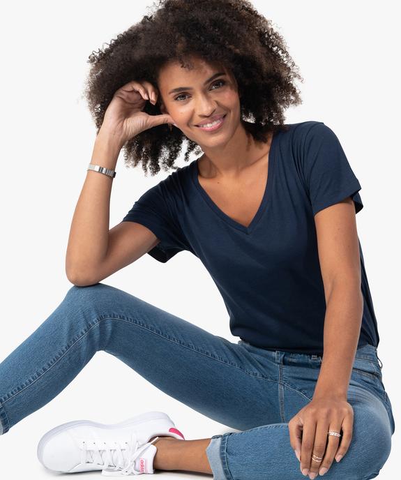 Tee-shirt femme avec large col V vue1 - GEMO(FEMME PAP) - GEMO