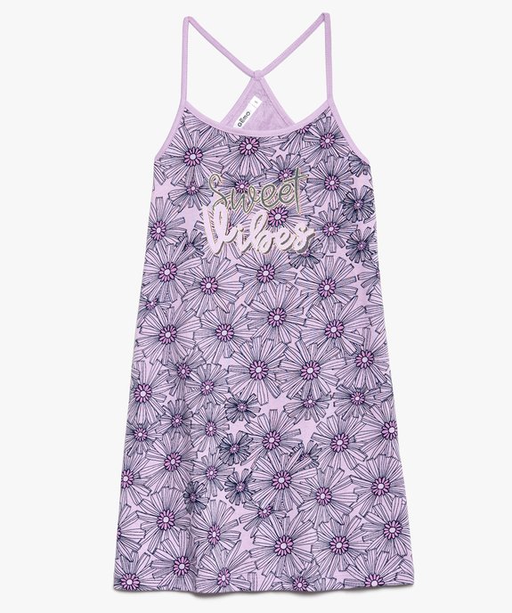 Robe fille à fines bretelles, dos nageur et imprimé fleuri vue1 - GEMO (ENFANT) - GEMO