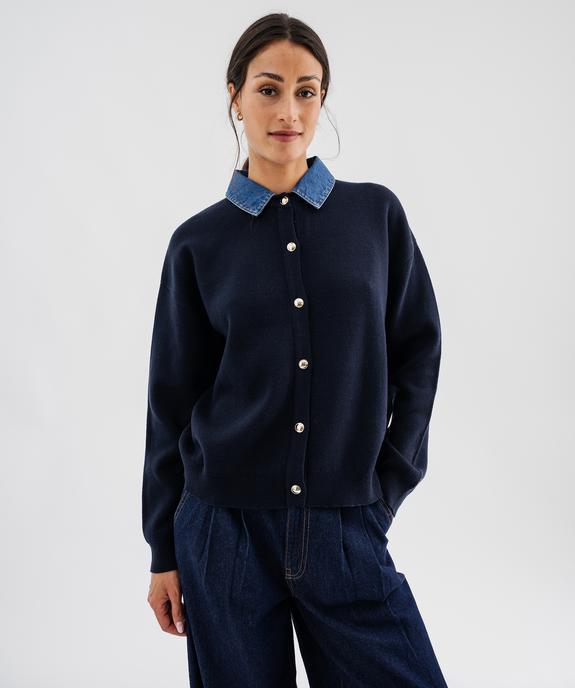 Gilet classique avec col en jean amovible femme - LuluCastagnette vue5 - LULUCASTAGNETTE - GEMO