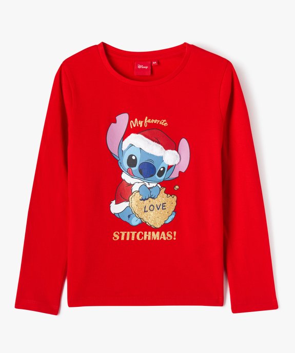Tee-shirt à manches longues avec motif de Noël fille - Disney vue2 - LILO & STITCH - GEMO