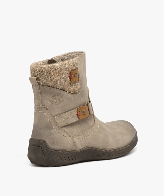 Boots femme fourrées confort avec col en maille et dessus uni - Softrelax vue4 - SOFTRELAX - GEMO