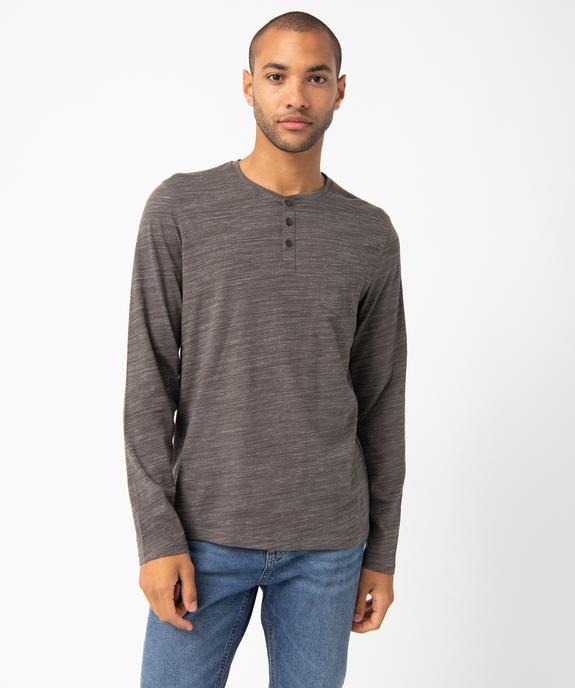 Tee-shirt à manches longues et col tunisien homme vue1 - GEMO 4G HOMME - GEMO