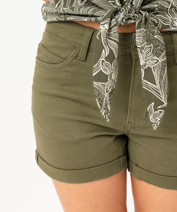 Short en coton stretch avec revers cousus femme vue2 - GEMO 4G FEMME - GEMO