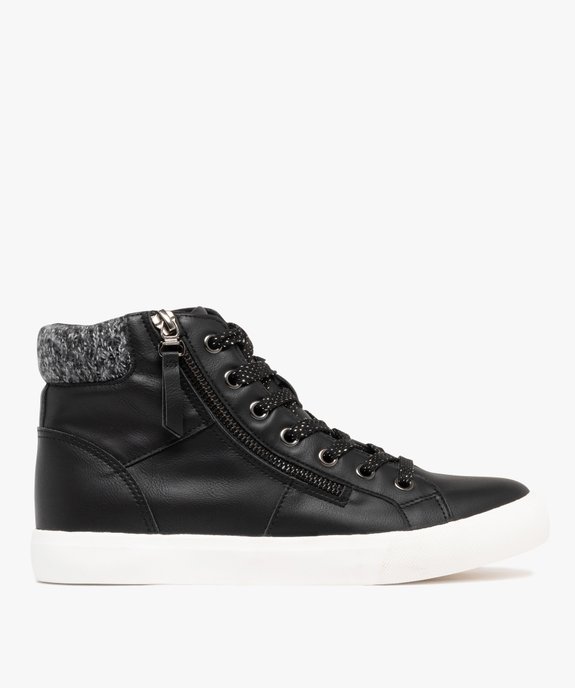 Baskets femme montantes avec col en maille à lacets et zip fantaisie  vue1 - FOLLOW ME - GEMO