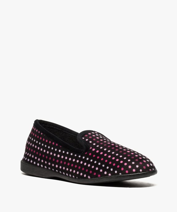 Chaussons femme charentaises en velours ras à pois vue2 - GEMO(HOMWR FEM) - GEMO