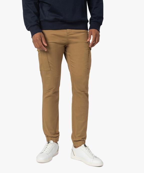 Pantalon homme cargo multipoche au coloris unique vue1 - GEMO (HOMME) - GEMO