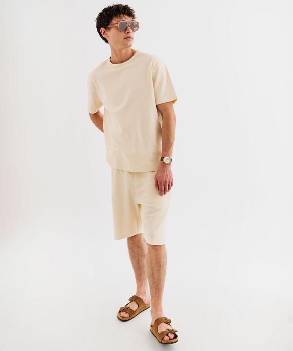 Bermuda en coton nid d'abeille à taille élastiquée homme vue4 - GEMO 4G HOMME - GEMO