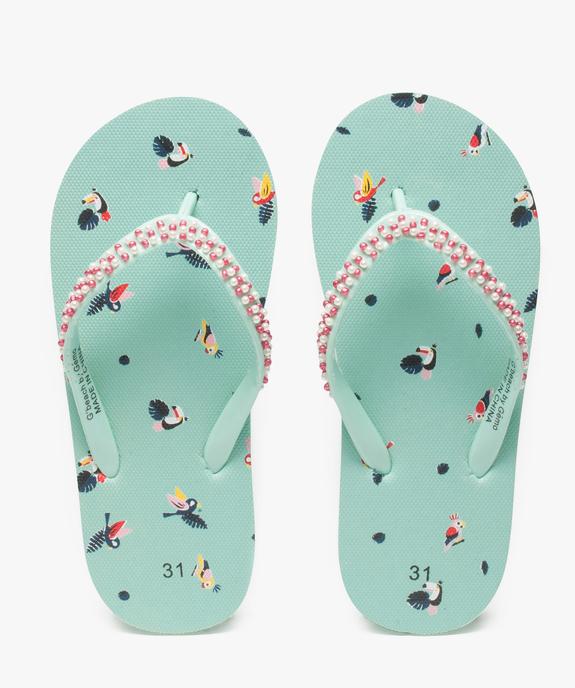 Tongs fille avec motifs oiseaux et perles sur les brides vue1 - GEMO (ENFANT) - GEMO