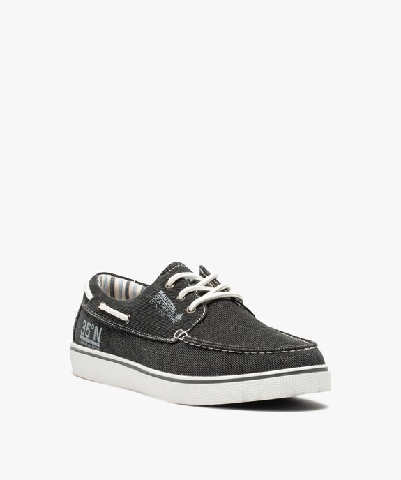 Chaussures bateau homme dessus en toile denim vue2 - GEMO (CASUAL) - GEMO