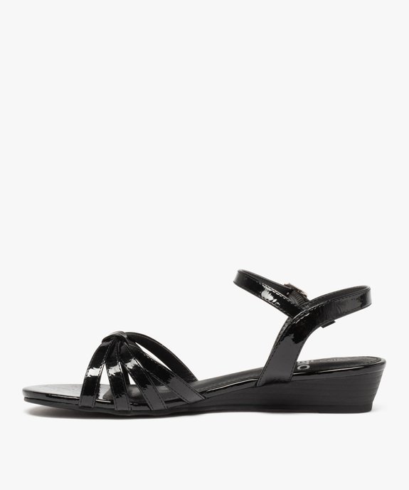 Sandales femme à petit talon et fines brides vernies vue3 - GEMO (CASUAL) - GEMO