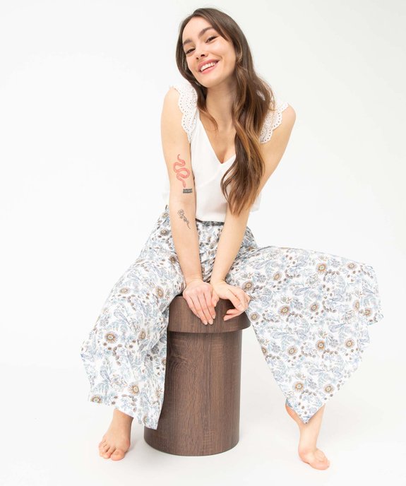 Bas de pyjama femme fluide à motif fleuri vue1 - GEMO(HOMWR FEM) - GEMO