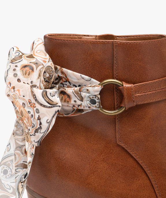 Boots femme à talon avec dessus uni et bride foulard vue6 - GEMO(URBAIN) - GEMO