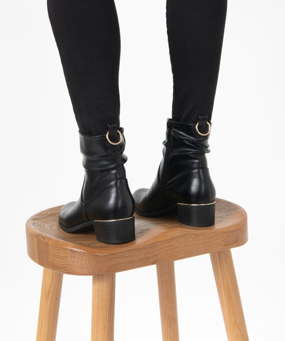 Boots femme unies avec effet drapé et détails métallisés vue1 - GEMO (CASUAL) - GEMO