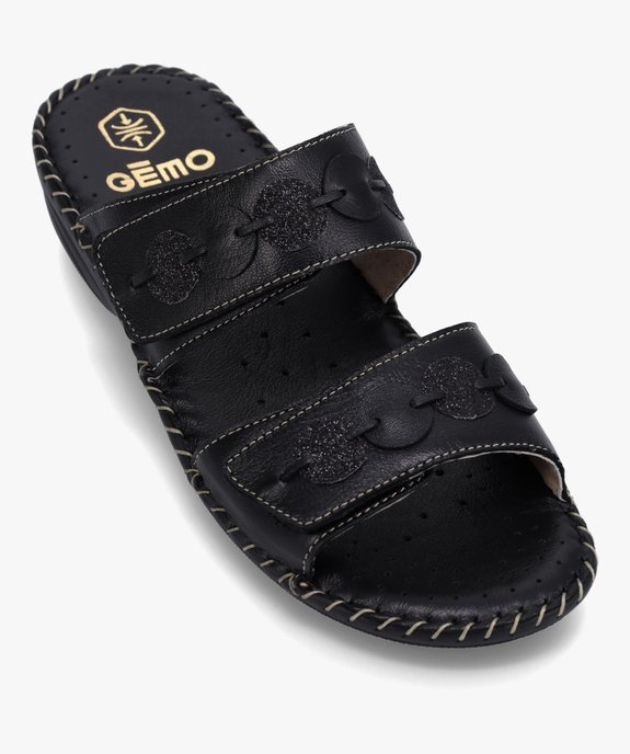 Mules femme confort dessus brides fantaisie en cuir vue5 - GEMO (CONFORT) - GEMO