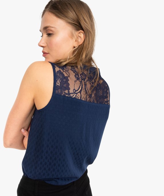 Blouse femme unie sans manches avec dentelle dans le dos vue1 - GEMO(FEMME PAP) - GEMO