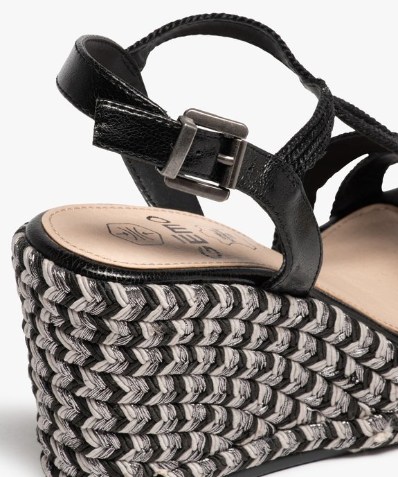 Sandales femme à talon compensé et brides en cordelette vue6 - GEMO(URBAIN) - GEMO