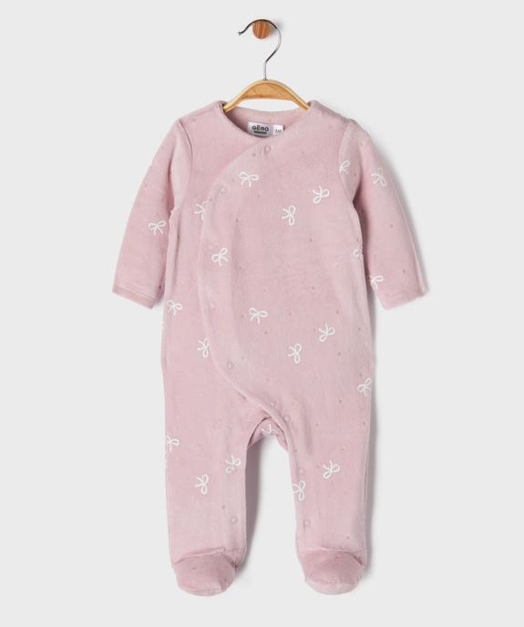 Pyjama en velours avec ouverture avant et motifs pois bébé  vue1 - GEMO 4G BEBE - GEMO