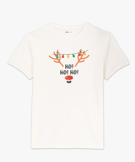 Tee-shirt manches courtes avec motif pailleté spécial Noël homme vue4 - GEMO (HOMME) - GEMO