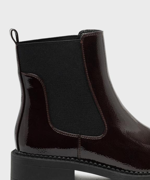 Boots femme vernies style Chelsea à semelle crantée vue6 - 5 MILES - GEMO